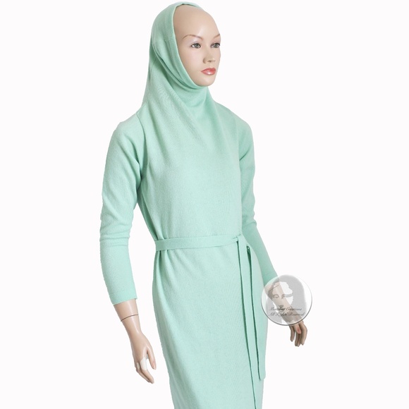 Bonnie Cashin Maxi Dress Belted Cashmere Knit Funnel Neck Vintage Retro 70s HTF - Picture 1 of 11